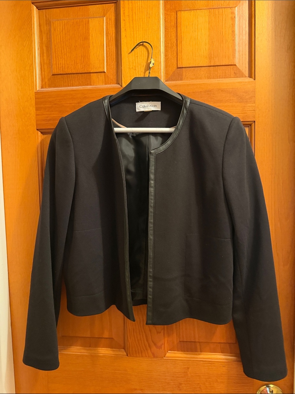 Calvin Klein Black Women's Open-Front Cropped Blazer